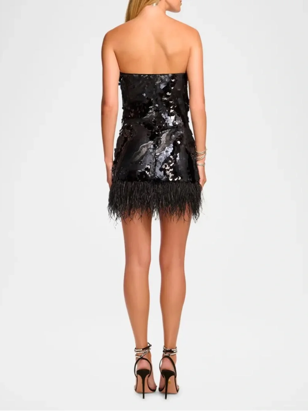 Black Sequin Fringe Mini Dress - Picture 2 of 5